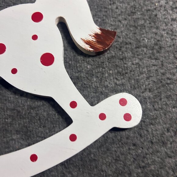 VINTAGE HUGE WOODEN ROCKING HORSE CHRISTMAS ORNAMENT - Picture 6 of 11